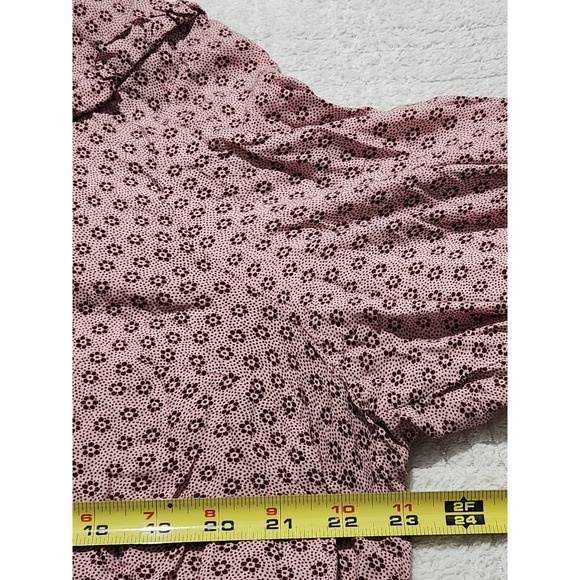 Boden Blouse Top Peasant Boho Ditsy Floral Ruffle Tassle-Tie Pink Size 18 V Neck - Picture 5 of 7